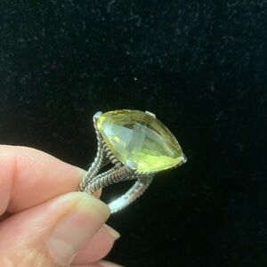 SKJ Sima K Lemon Quartz Sterling Silver 925 Rope Ring Statement Ring SZ 9